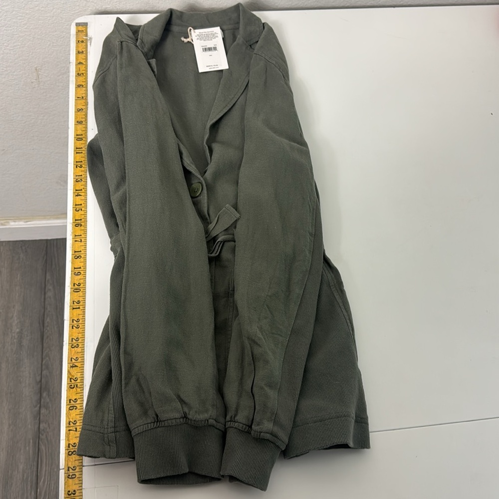 Splendid Soleil Jacket with self tie waist Soft Vintage Olive Green Medium NWT - Picture 11 of 12